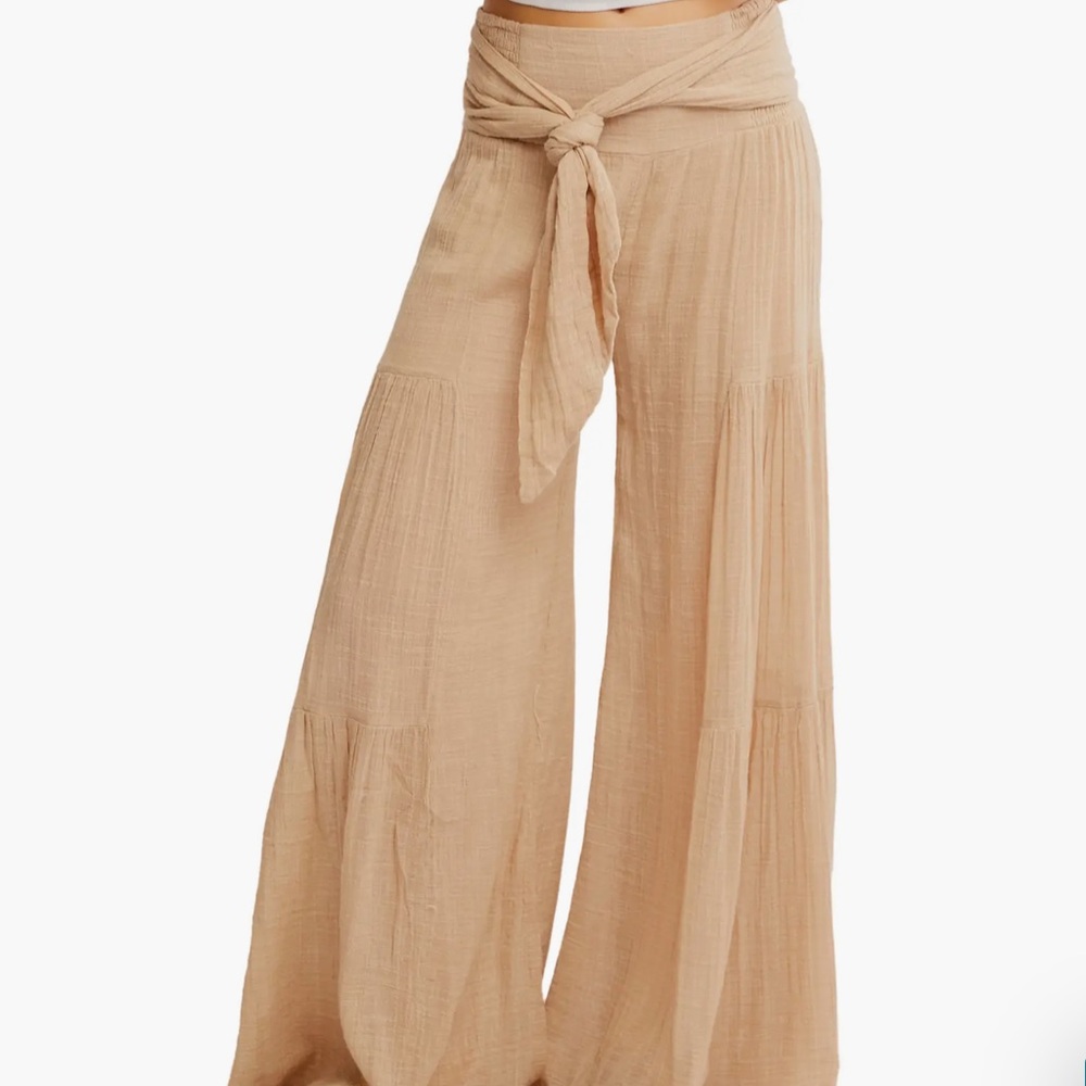 Free People Good Day Tie Waist Wide Leg Pants